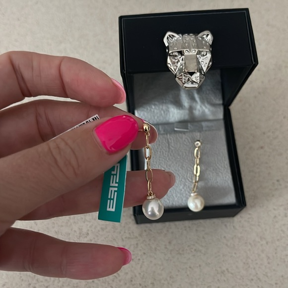 $1,860 New EFFY 14K Yellow Gold, 8MM Freshwater Pearl & Diamond Drop Earrings - Picture 11 of 14